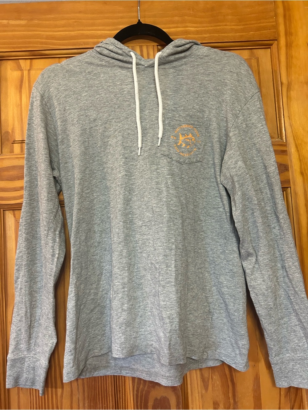 Tennessee southern tide Heather Gray Hooded Long-Sleeve Shirt with orange Logo.